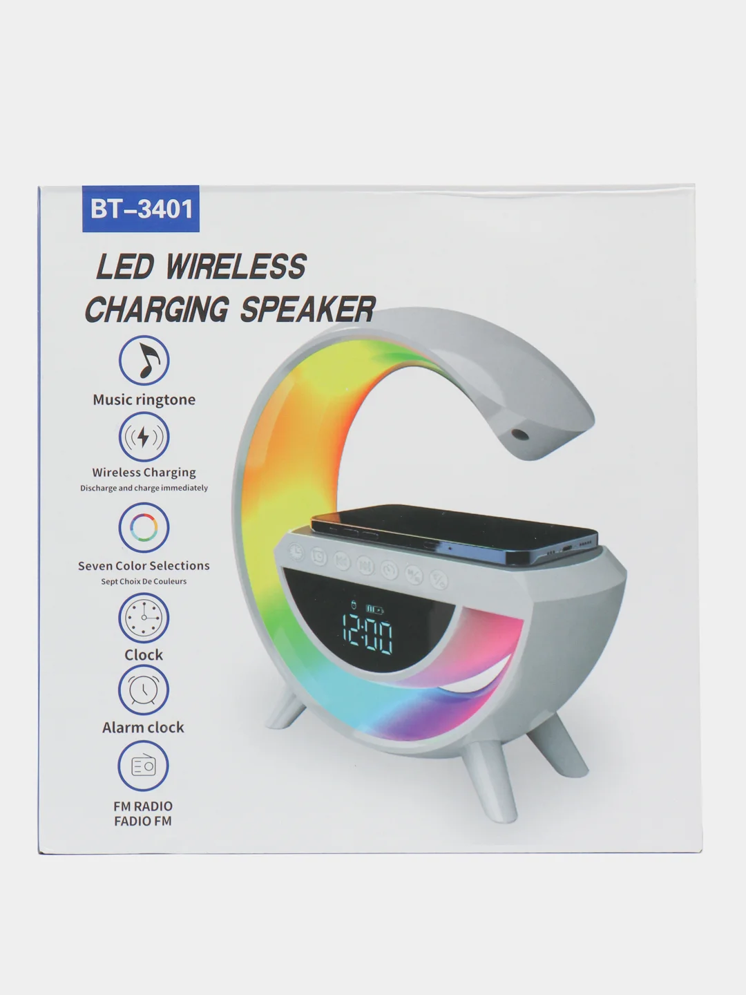 Умный RGB Светильник с Bluetooth Колонкой и Беспроводной Зарядкой 15 Вт  BT3401