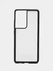 Черный прозрачный чехол для Samsung S21 Ultra / Самсунг S21 Ультра с силиконовым кантом