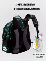 Зеленый рюкзак ортопедический для начальных классов, ранец школьный для мальчиков, детский портфель