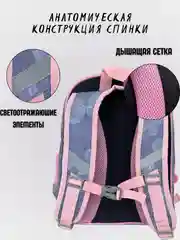 Розовый рюкзак ортопедический для начальных классов, ранец школьный для девочек, детский портфель