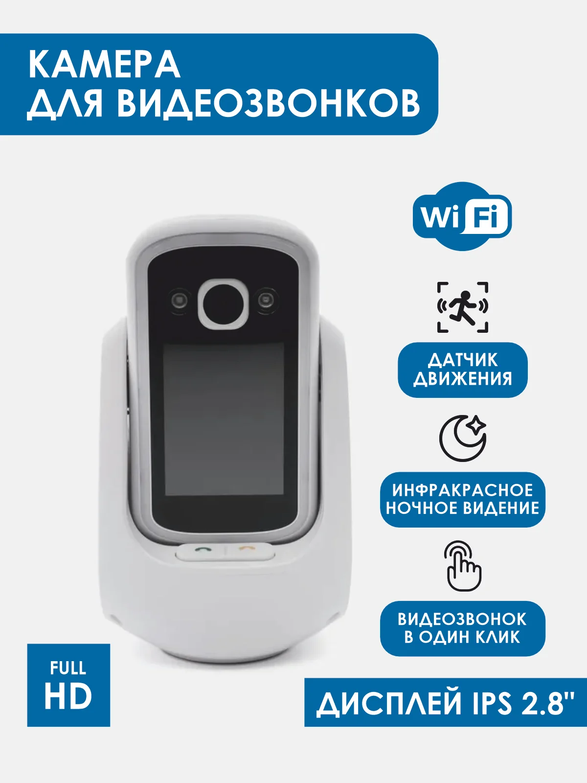 Белый видеоняня с обзором 360 wifi/ управление с телефона для новорожденных/ Видеонаблюдение