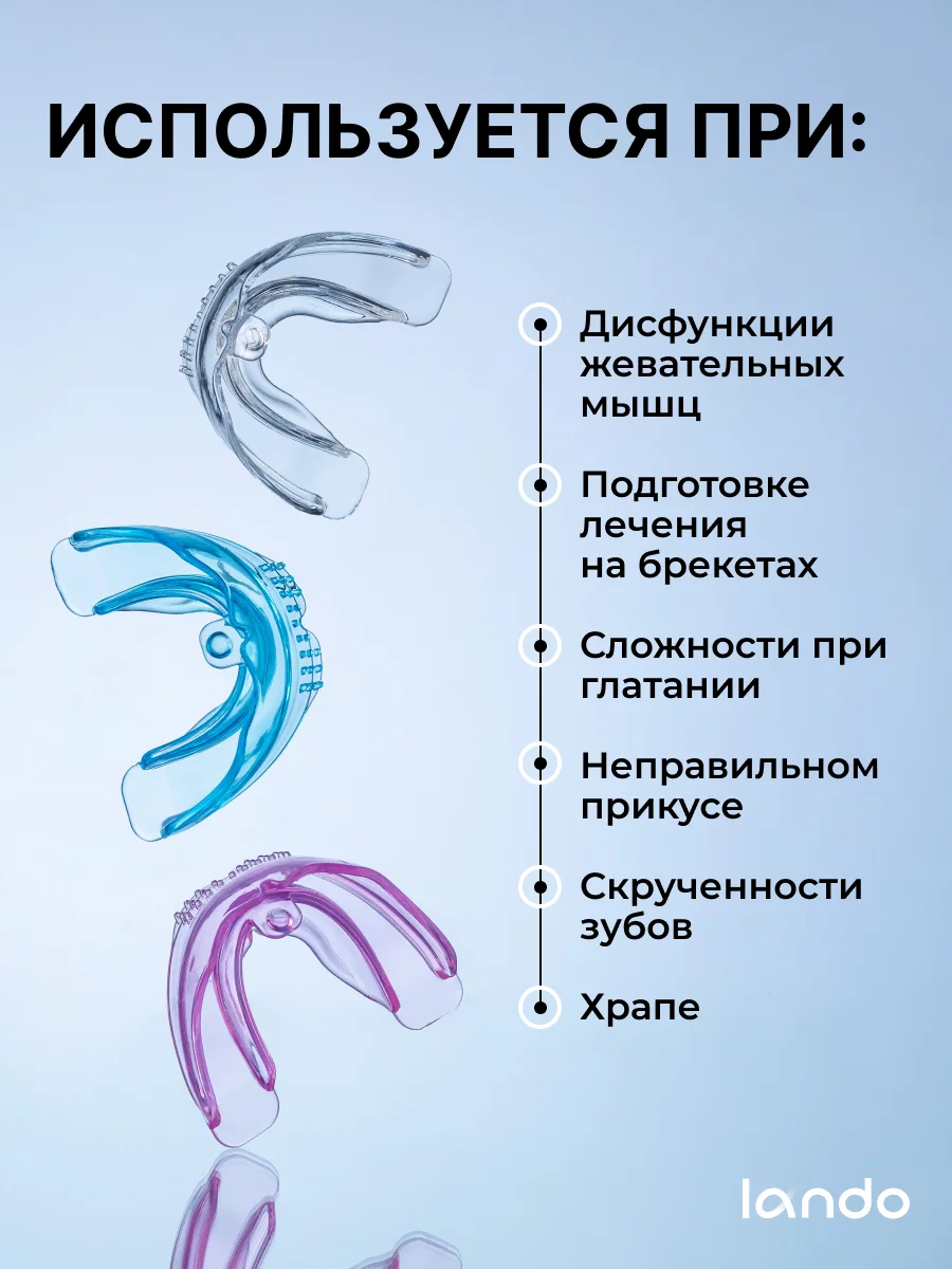Капа для выравнивания зубов, трейнер, 1 штука, soft, белая, LANDO