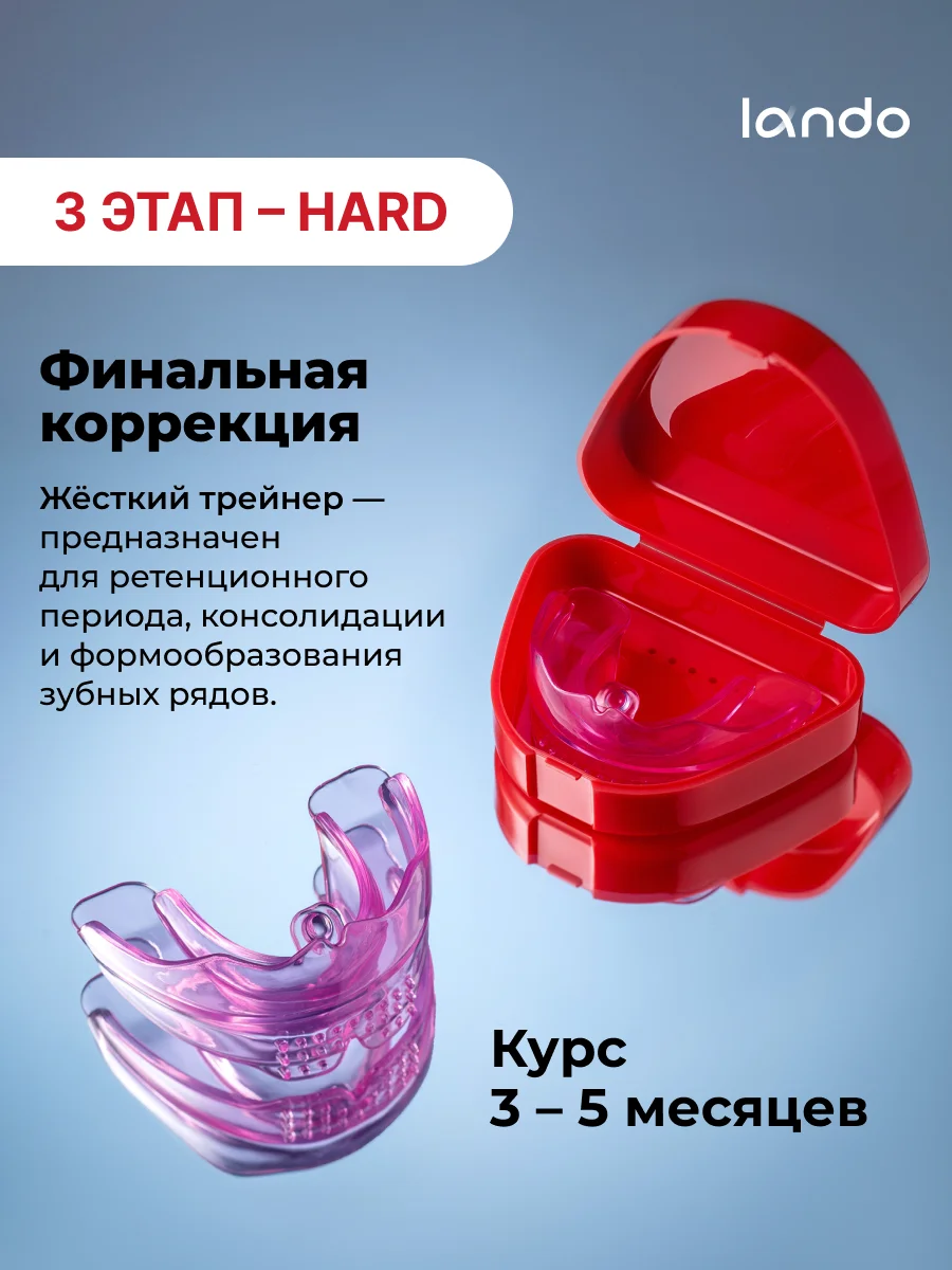 Набор кап для выравнивания зубов Lando, 3 штуки, 3 этапа