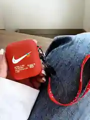 Красный чехол для наушников Apple AirPods 1 / Pro 2 / 3 силиконовый с принтом Nike sport (найк))