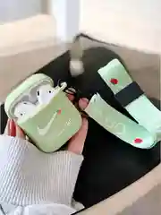 Мятный чехол для наушников Apple AirPods 1 / Pro 2 / 3 силиконовый с принтом Nike sport (найк))