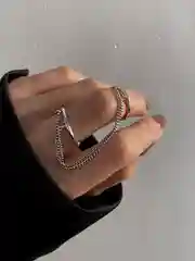 Серебряный набор колец с цепочкой фаланговые, кольцо двойное без размера