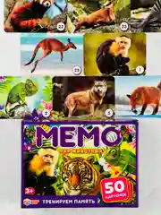 Развивающая детская настольная игра Карточная мемо мэмори Мир животных Тренируем память