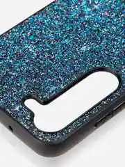 Синий блестящий чехол для Samsung Galaxy S23 пластиковый ROSCO со стразами силиконовая окантовка