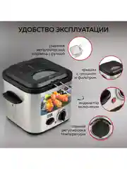 Фритюрница GFF-025 Easy Cook, быстрый нагрев, объем 1.2 л., высокая мощность, нагрев до190