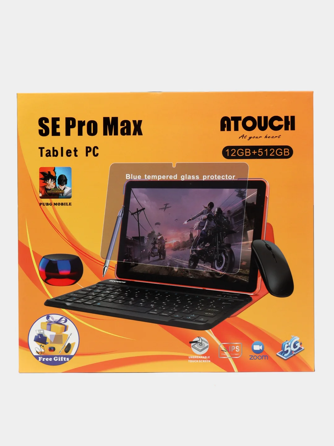 Желтый планшет ATOUCH SE PRO MAX, с клавиатурой Tablet PC, 10,1 IPS, 4G LTE/5G, Dual SIM