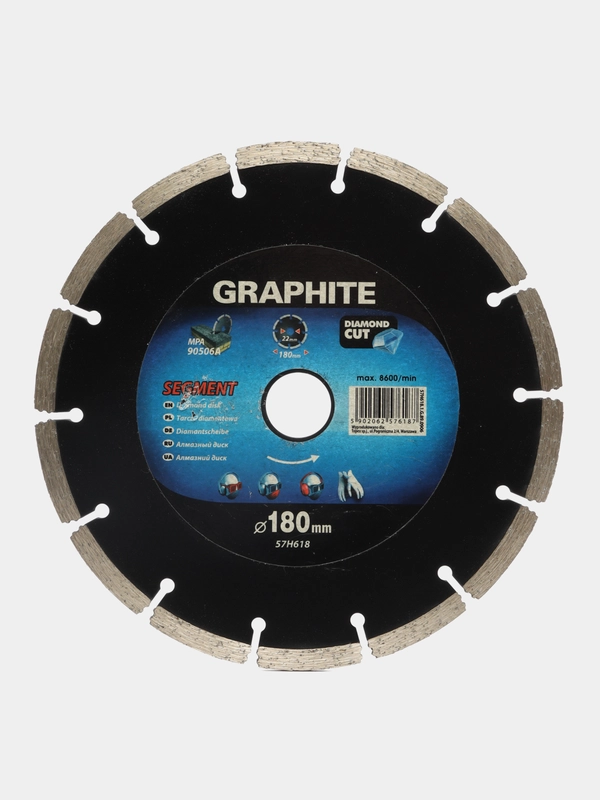 Диск алмазный сегментный 180х22.2 мм GRAPHITE 57H618