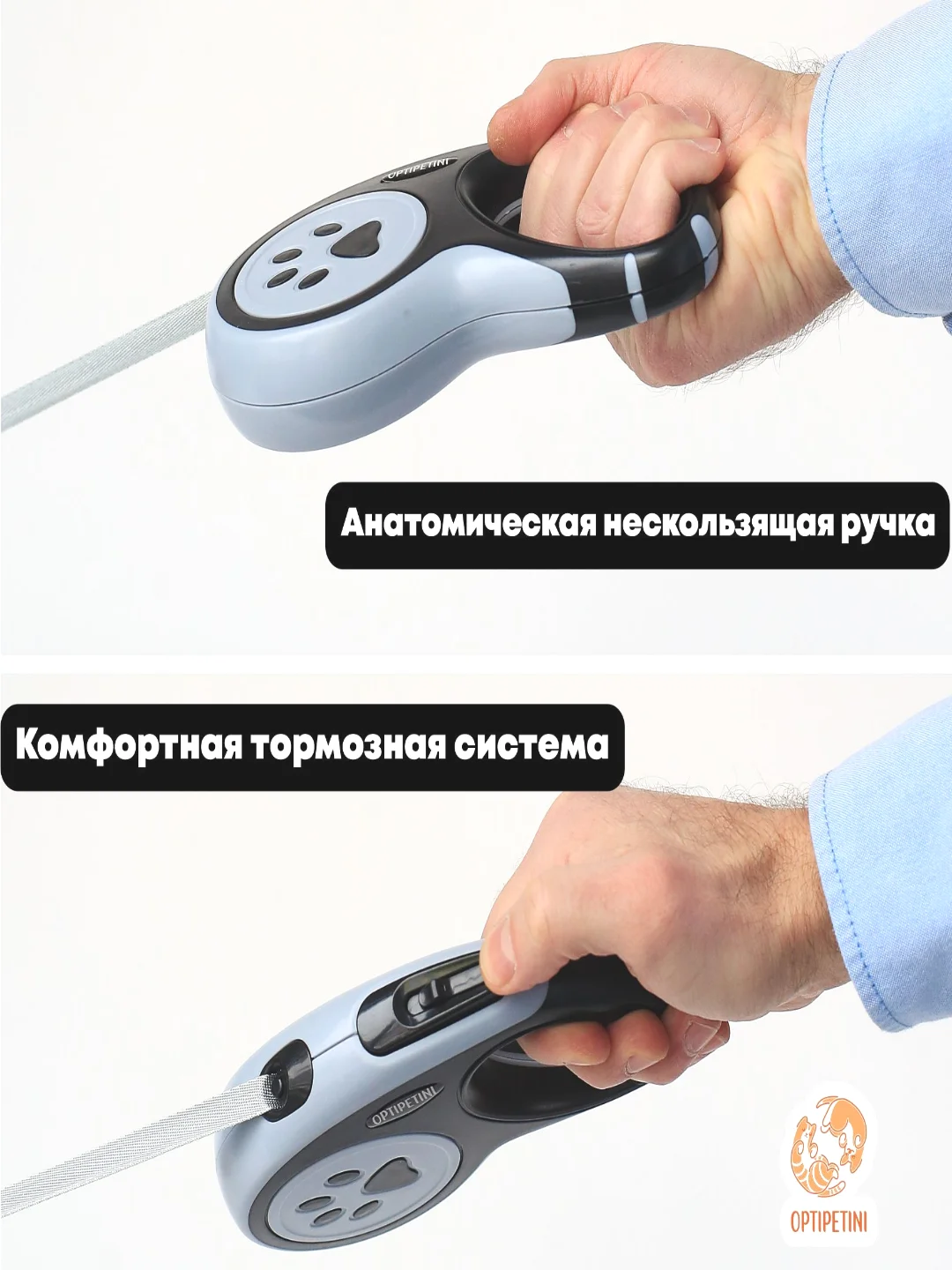 Черный поводок рулетка для собак и кошек, пластик, нейлон, 5 метров