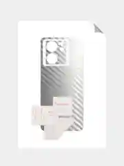 Серебряный защитная пленка для Xiaomi 13T под карбон, кожу, назад, на задзаднюю,карбоновая,кожаная