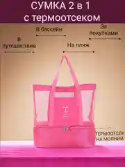 Портативная сумка холодильник - шоппер 2 в 1 , для пляжа, пикника, туризма, покупок