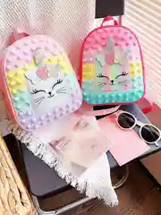 Голубой рюкзак детский поп/ит Кошечка 22х18х5 см., розовый,голубой,ярко-розовый