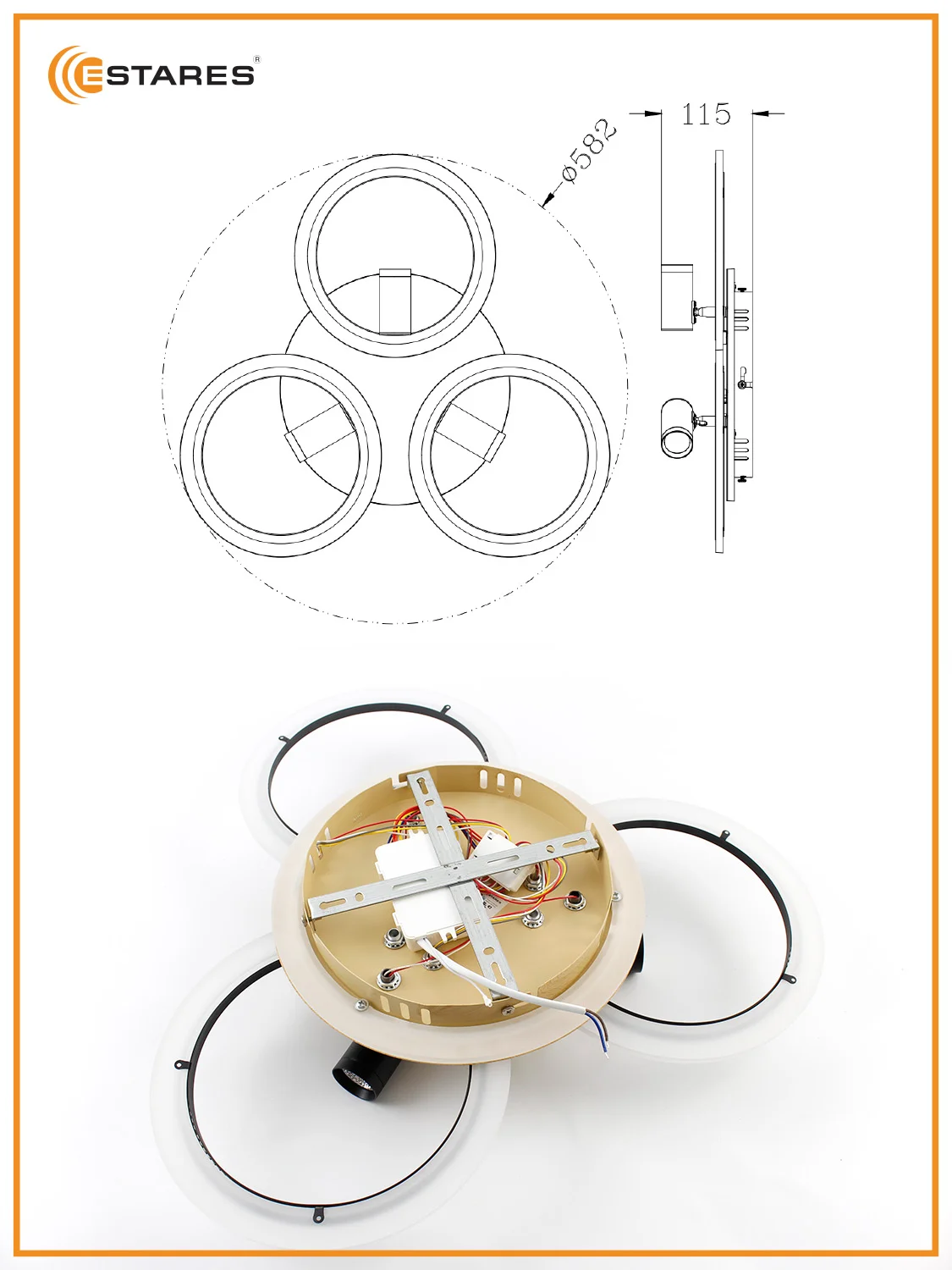 Управляемая потолочная люстра светодиодная с пультом Estares SONNE downlight 80W,до25 кв.м