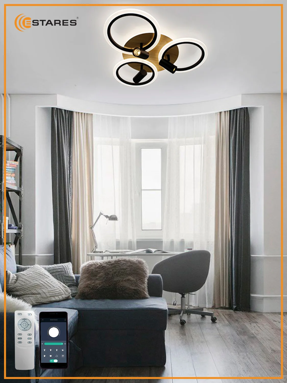 Управляемая потолочная люстра светодиодная с пультом Estares SONNE downlight 80W,до25 кв.м