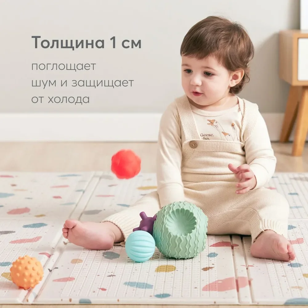 Коврик Happy Baby Soft Floor, складной, детский, белый, с принтом, 195х145 см