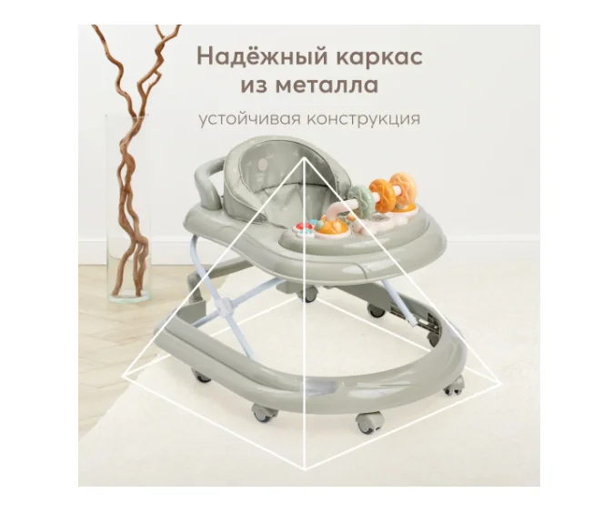 Ходунки Happy Baby SMILEY V2, оливковый