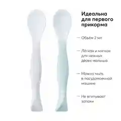 Набор ложек для кормления Happy Baby, серый и голубой