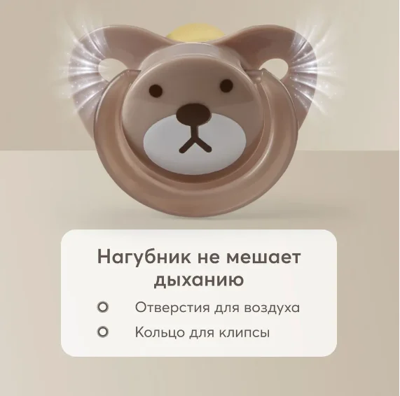 Соска-пустышка латексная с колпачком Happy Baby "Мишка", 0+