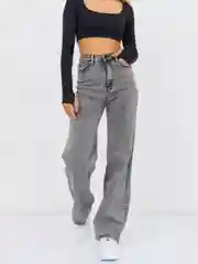 Серебряный женские джинсы широкие wide leg трубы палаццо