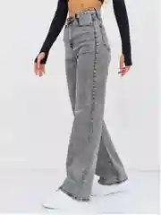 Серебряный женские джинсы широкие wide leg трубы палаццо