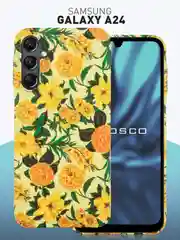Желтый чехол для Samsung Galaxy A54 A34 A24 S23 S24 с принтом пластиковый ROSCO матовый тонкий