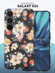 Черный чехол для Samsung Galaxy A54 A34 A24 S23 S24 с принтом пластиковый ROSCO матовый тонкий
