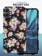Черный чехол для Samsung Galaxy A54 A34 A24 S23 S24 с принтом пластиковый ROSCO матовый тонкий