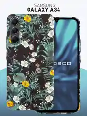 Тёмно-зелёный чехол для Samsung Galaxy A54 A34 A24 S23 S24 с принтом пластиковый ROSCO матовый тонкий