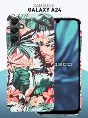 Розовый чехол для Samsung Galaxy A54 A34 A24 S23 S24 с принтом пластиковый ROSCO матовый тонкий