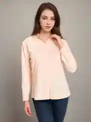 Розовый рубашка женская базовая классическая офисная