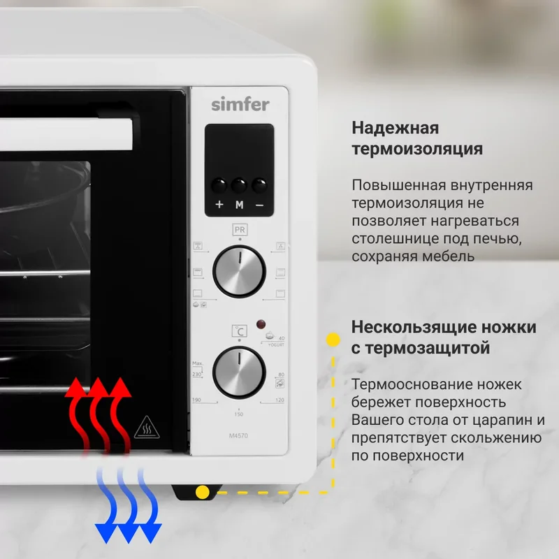 Мини-печь Simfer M4570 Albeni Plus, 6 режимов, 2 противня, конвекция, гриль