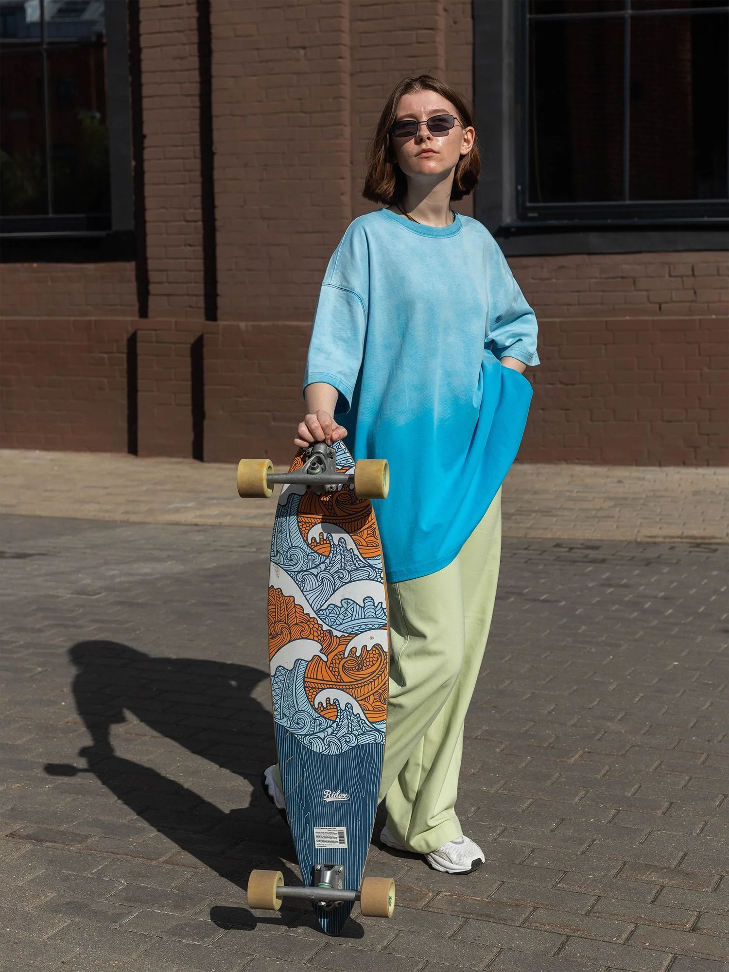 Голубой футболка вареная оверсайз, "Варенка" oversize винтаж
