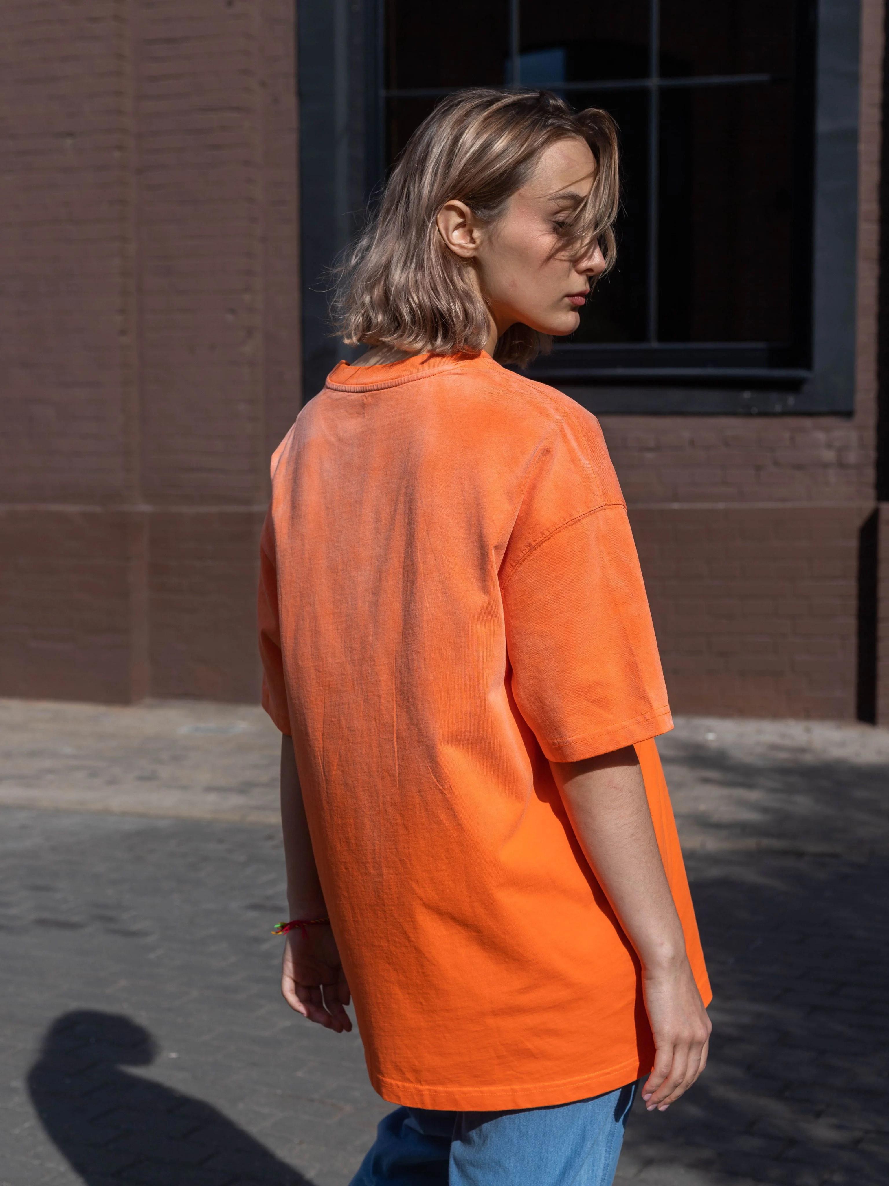 Оранжевый футболка вареная оверсайз, варенка oversize, винтаж