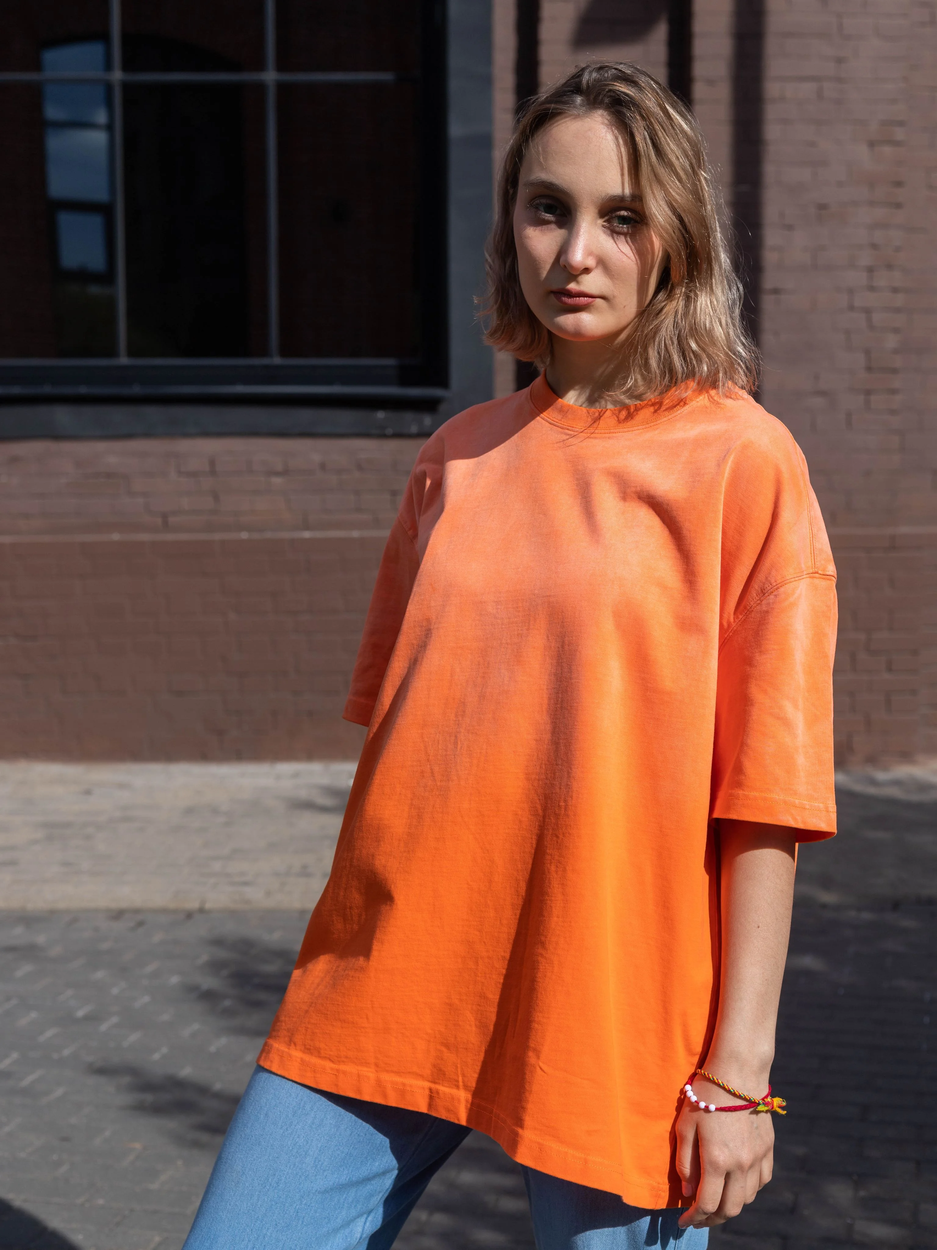 Оранжевый футболка вареная оверсайз, варенка oversize, винтаж