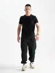 Черный футболка мужская однотонная классическая