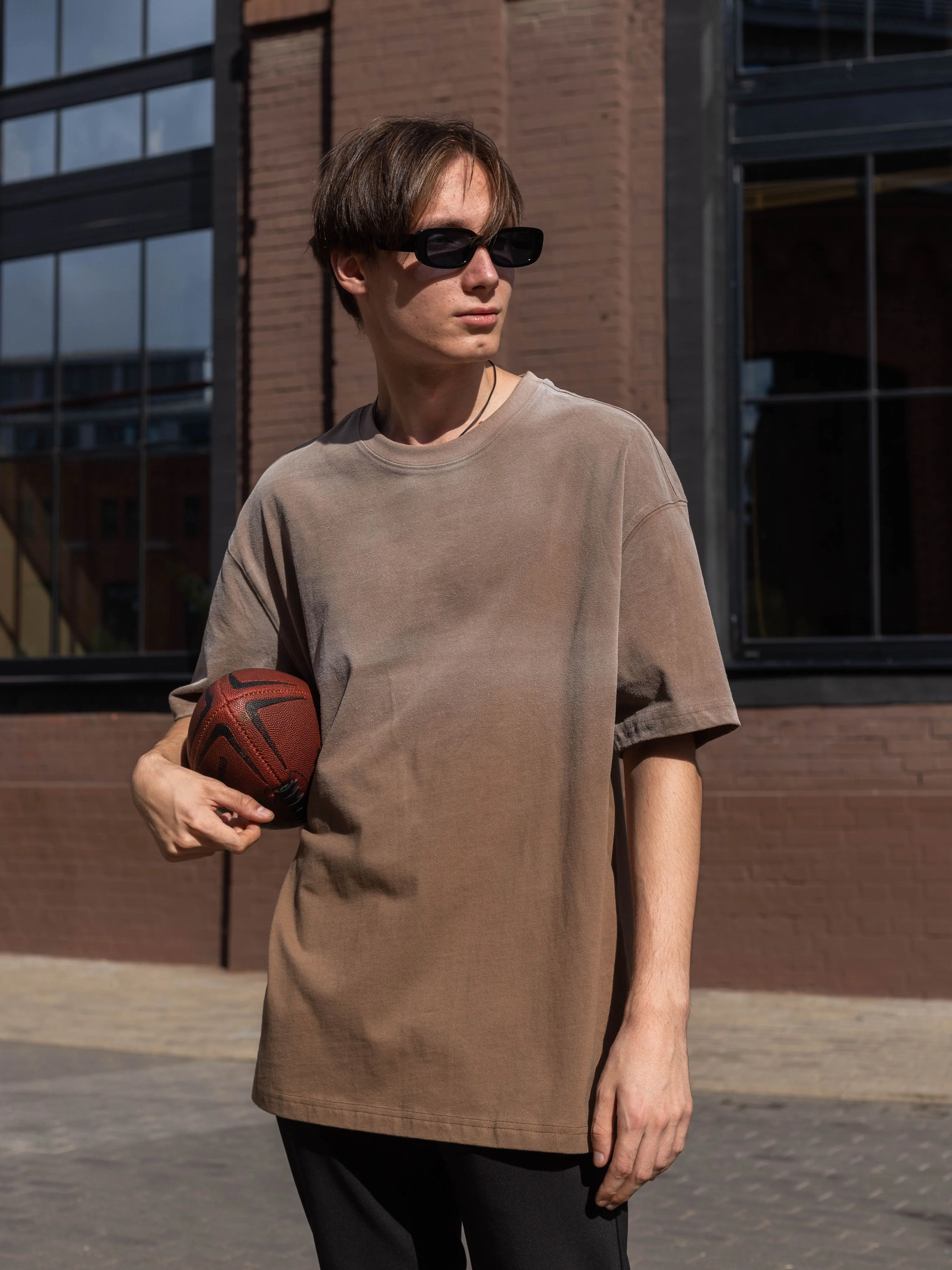 Коричневый футболка вареная оверсайз, варенка oversize, винтаж