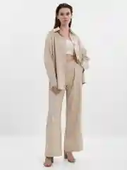 Голубой домашний костюм женский льняной, пижама