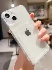 Прозрачный чехол на iPhone 11/7/8/XS/XR/12/13/14/15/16, mini, Pro, Max, Plus с карманом для карт
