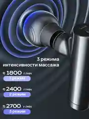 Черный массажёр для тела LEM-55, перкуссионный, 3 режима, 400 мА/ч, чёрный