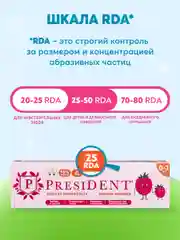 Зубная паста детская PRESIDENT 0-3 Мамина малинка (25 RDA), 32 г