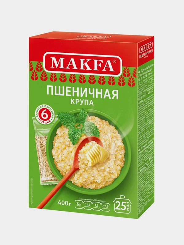 Крупа пшеничная MAKFA "Полтавская", в пакетиках для варки, 400 г