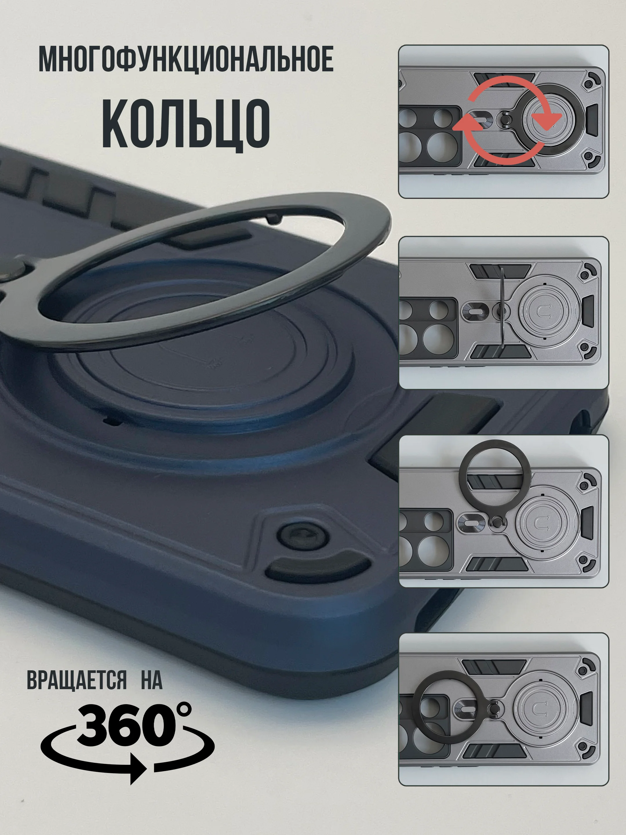 Темно-синий противоударный чехол для Xiaomi Note 13 4G, Xiaomi Note 13 pro 4G /  Poco M6 Pro 4G