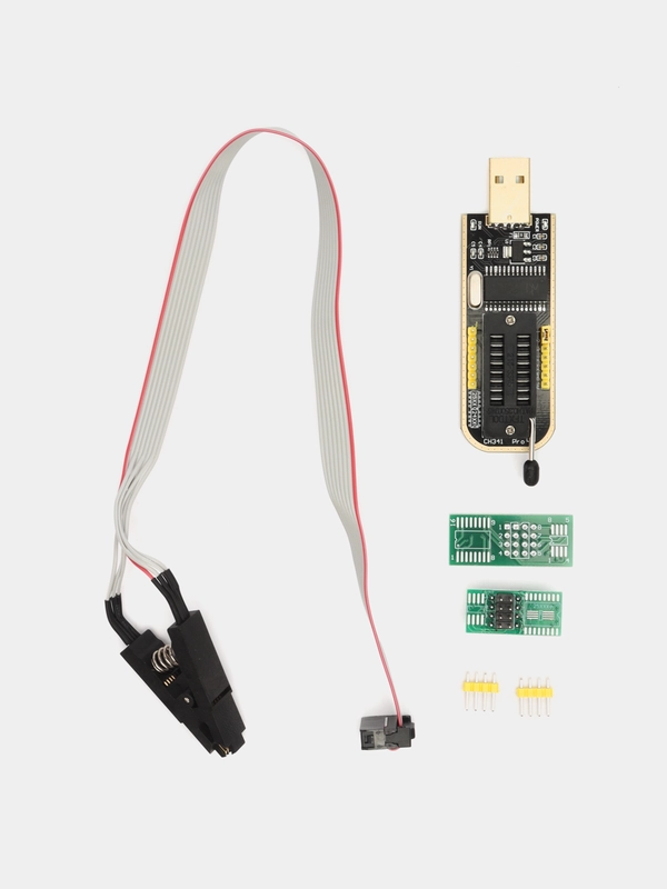 Программатор для компьютера CH341A с пришепкой для пк, arduino / для ремонта ноутбуков