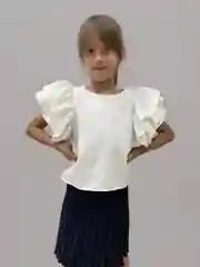 Молочный блузка белая детская классическая,рубашка школьная, для девочек