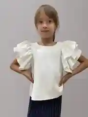 Молочный блузка белая детская классическая,рубашка школьная, для девочек