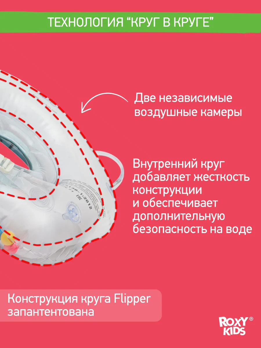 Голубой круг надувной на шею для купания новорожденных 0+