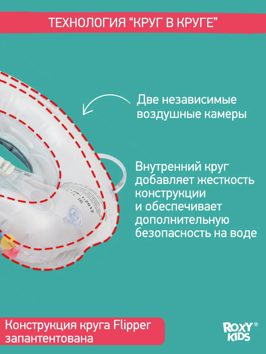Коралловый меланж круг надувной на шею для купания новорожденных 0+